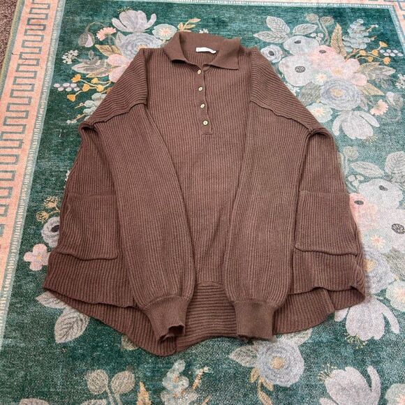 Talulah sweater Romper Playsuit Large Brown Ribbed Knit One Piece Long Sleeve - Picture 15 of 16